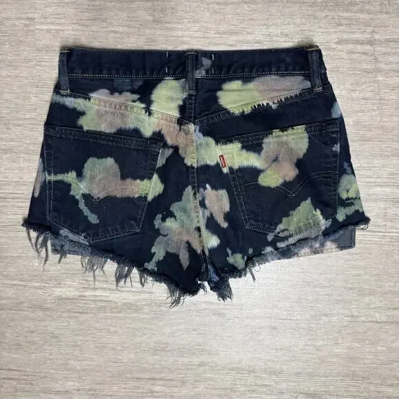 Levi’s American Vintage Denim Distressed Shorts Tie Dye Splatter Cut Off Size 31 - Picture 2 of 7